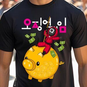 Squid Game Guard with the Golden Pig Graphic T-shirt Adult
